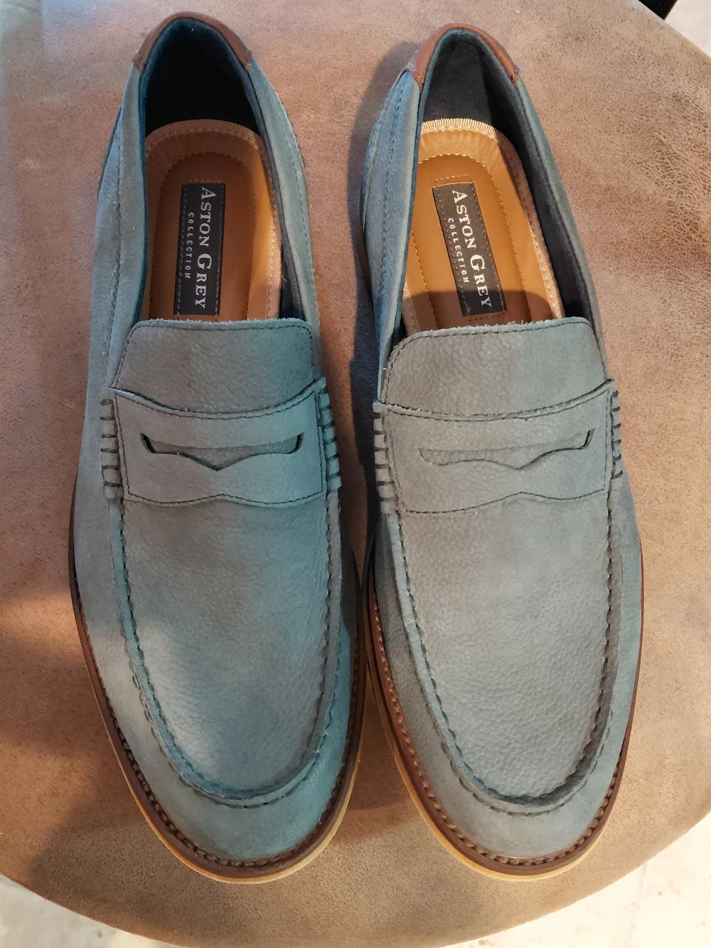 Men's Blue Suede Penny Loafers